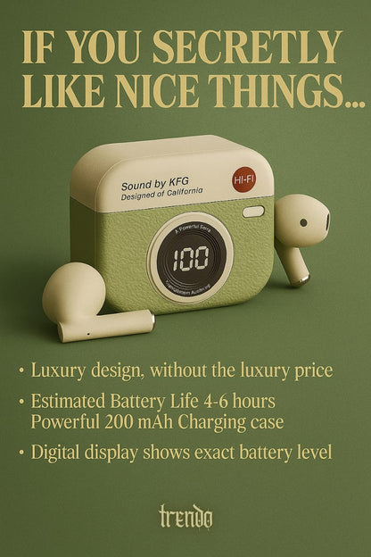 Q86 Retro Camera-Style T-Buds – Advanced Bluetooth 5.49 TWS Earbuds with Noise Reduction & Charging Display Case